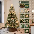 Albero di Natale da 3 metri oro e marrone con luci e set di decorazioni completo per le feste - Pompon Dorato Sognante (Con Base) / 3 Metri