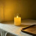 Dekorative flammenlose LED-Kerzenlampe mit Acrylzylinder und warmem bernsteinfarbenem Licht - Schwingkopf / 7.5*12.5cm