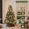 Albero di Natale da 1,2 m oro e marrone con decorazioni e luci LED calde - Pompon Dorato Sognante (Senza Base) / 1.2m