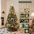Albero di Natale da 1,5 m Oro e Marrone con Ornamenti Assortiti e Strisce Luci a LED - Pompon Dorato Sognante (Senza Base) / 1,5m