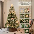 Albero di Natale di lusso da 1,8 m oro e champagne con luci e decorazioni coordinate - Pompon Dorato Sognante (Senza Base) / 1.8m