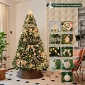 Set albero di Natale oro e marrone da 2,1 m con luci e decorazioni - Pompon Dorato Sognante (Senza Base) / 2,1 Metri