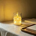 Warme gelbe flammenlose LED-Kerze mit Lichterkette in transparenter Acrylhülle - 7.5*10 Bullet-Kopf Kupferdraht-Lichtstil