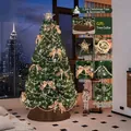 1.2m High-end artificial Christmas tree set with gold bows, lights and tree skirt - Cream Bows + Lights + Tree Skirt / 1.2m (120cm)
