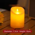 Short LED electronic simulation candle, 7.5cm diameter x 10cm height warm glow - 7.5*10cm / Simulation USB Rechargeable (Short)