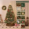 Set albero di Natale decorato 1,2m con luci ornamenti e gonna per decorazione d'interni - Sogno di Neve Rossa (Con Base) / 1.2m