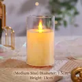 Mittlere flackernde elektronische LED-Kerze ohne Flamme für Dekoration, 7,5 cm Durchmesser - Transparent USB Wiederaufladbar (Mittel)