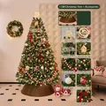 Set albero di Natale artificiale da 1,5 m con luci e decorazioni per interni festivi - Sogno di Neve Rossa (Con Base) / 1,5m