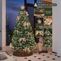 Premium 1.8m artificial Christmas tree set with warm LED lights and gold ornaments - Cream Bows + Lights + Tree Skirt / 1.8m (180cm)