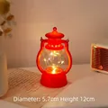 Small red vintage LED lantern night light with warm glow, 12cm height 5.7cm diameter - Red
