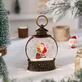 Decorative antique bronze Christmas water lantern with Santa Claus and sparkling glitter - Santa with Bear Style