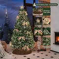 Luxury 3-meter Christmas tree set with 15 golden bows, star topper and LED lights - Cream Bows + Lights + Tree Skirt / 3m (300cm)