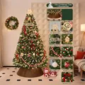 Variante albero di Natale marrone dorato 1,8m con kit accessori e luci LED - Sogno di Neve Rossa (Con Base) / 1.8m