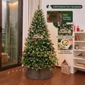 A 1.8m tall luxury decorated Christmas tree with pine cones and warm copper wire lights - Wood Sign Pinecone Style (1.8m) / With Lights and Tree Skirt / Forest Green