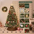 Set albero di Natale artificiale da 2,1 m con luci calde e vari ornamenti festivi - Sogno di Neve Rossa (Con Base) / 2,1 Metri
