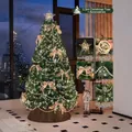1.5m Christmas tree set with star topper, lights, bows, and snowflake ornaments - Cream Bows + Lights + No Tree Skirt / 1.5m (150cm)