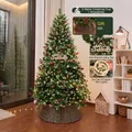 3-meter artificial Christmas tree with pine cones, red berries and warm LED lights - Wood Sign Pinecone Style (3m) / With Lights and Tree Skirt / Forest Green