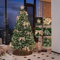 1.8m Christmas tree set with star topper, LED lights, bows, and pearl ornaments - Cream Bows + Lights + No Tree Skirt / 1.8m (180cm)