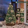 2.1m premium Christmas tree set with warm copper lights and champagne bow decorations - Cream Bows + Lights + No Tree Skirt / 2.1m (210cm)