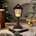 Vintage Christmas mailbox lantern with glowing snowman and swirling glitter detail - Brushed Gold Snowman