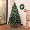 Premium 1.8m artificial Christmas tree with pine cones and berries in living room - Snow Flocking Pinecone Red Berry (1.8m) / Unadorned Tree / Forest Green