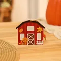 Detailed view of a red barn wooden hanging ornament for Harvest and Thanksgiving decor - House