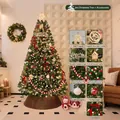 Set completo albero di Natale 3m decorato con luci ornamenti e puntale a stella - Sogno di Neve Rossa (Senza Base) / 3 Metri