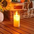 Yellow flameless LED candle in clear glass cylinder for warm and cozy home decor - M