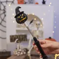Glowing Halloween pumpkin wand with black witch hat and spring neck for kids party - Black Pumpkin