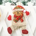 Cute plush Christmas bear ornament with red plaid hat and scarf for holiday tree decoration - Dancing Bear