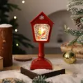 Vintage red Christmas mailbox lantern with Santa Claus and musical light-up snow globe - Red Santa Claus