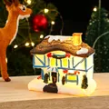 Festive glowing resin Christmas snow house miniature with warm LED light for holiday display - Style C