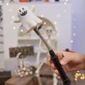 Halloween glowing hand-held wand toy featuring a cartoon white ghost and spring neck detail - White Ghost