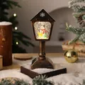 Vintage Christmas mailbox lantern with snowman snow globe and festive glitter effect - Brushed Gold Snowman