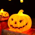 Bright orange LED Halloween pumpkin lamp decoration for a spooky festive party setup - Large (13*13*10.5CM)