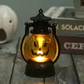 Vintage black Halloween pumpkin lantern with warm LED light for festive party decor - Style B