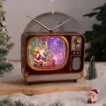Caja de música de TV de Navidad vintage con bola de nieve de Papá Noel y luces - Estilo Papá Noel Regalo