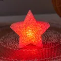 Glowing orange-red star shaped LED light with crystal beaded texture for kids festival - Handheld / 8cm / Red