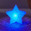 Glowing blue star LED lamp with bead-filled texture for children's festival performances - Handheld / 8cm / Blue