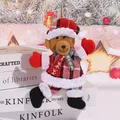 Christmas teddy bear ornament with red plaid outfit for festive tree decoration - Plaid Dancing Bear