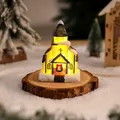 Glowing European style Christmas resin church decoration with snow scene on wooden log - Style H