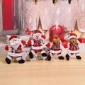 Plush Christmas ornaments set including Santa, snowman, reindeer and bear figurines - Plaid Dancing Set / Set of 4