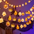 Lebendige Halloween LED Lichterketten mit Kürbis Geist und Katzenformen für die Party - Halloween Klassisch Gemischt / 1.5m Batterietyp