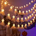 Weiße Gaze Geist LED Lichterkette für Halloween Dekoration mit warmem gelbem Glühen - Gaze Geisterlicht / 1.5m Batterietyp