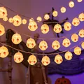 Gruselige Halloween LED-Lichterkette mit blutenden Puppenköpfen für schaurige Party-Dekorationen - Neues Halloween Horror Geistergesicht / 1.5m Batterietyp
