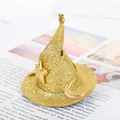 Elegante pinza para el pelo de mini sombrero de bruja dorado con purpurina, luna y estrella - Dorado