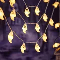 Halloween LED string lights with warm glowing cute smiling ghost figures for decor. - Small Ghost Light / 1.5m