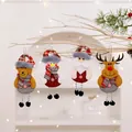 Set of 4 festive fabric Christmas ornaments featuring Santa, reindeer, snowman, and bear. - Bead Chain Ornament Set of 4 / Set of 4