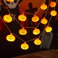 Halloween-Kürbis-LED-Lichterkette mit warmem orangefarbenem Licht für die Dekoration - Kleine Kürbis-Laterne / 1,5m