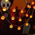 Warme orangefarbene Halloween Kürbis LED Lichterkette für gruselige Party Dekoration - Mini Kürbislicht / 1,5m